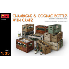 "Champagne & Cognac Bottles w/Crates "